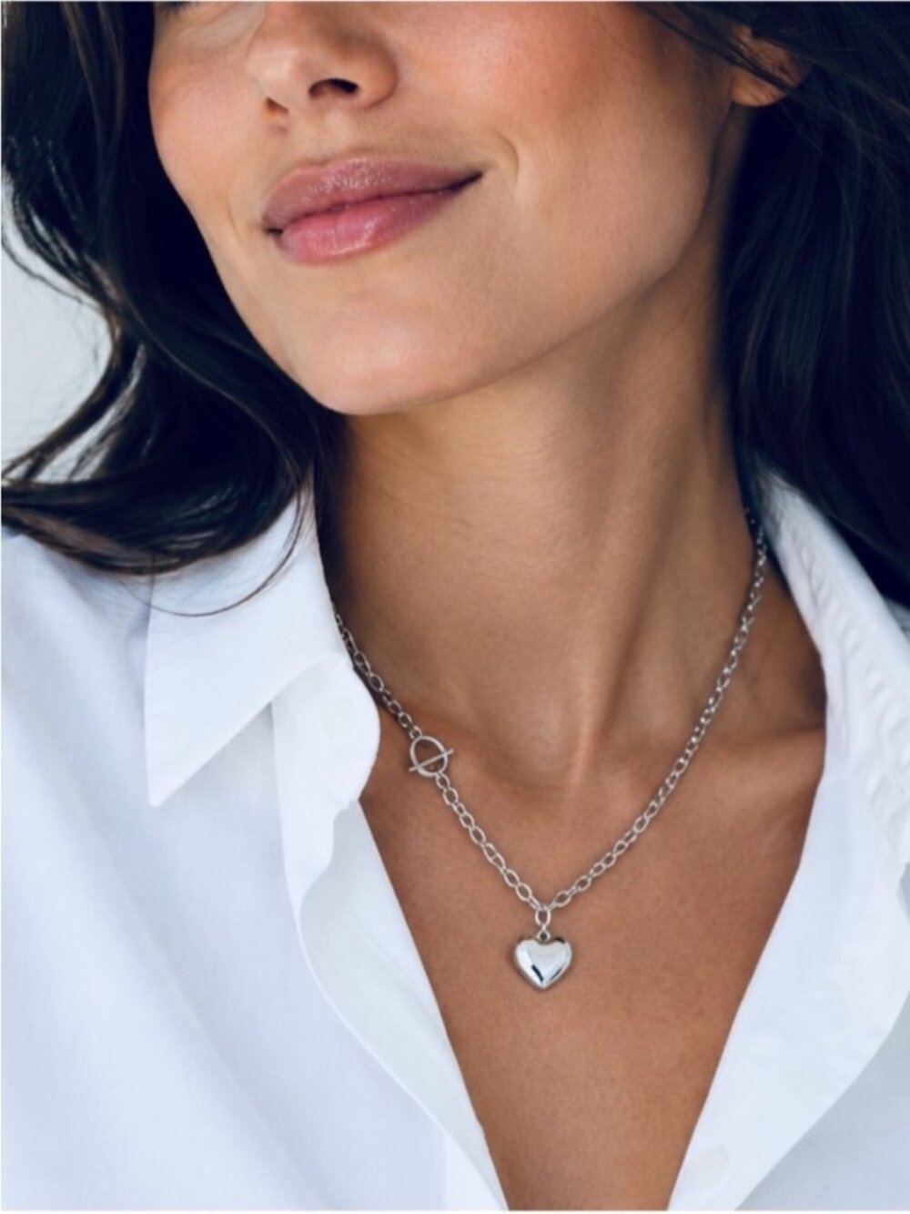 New! Silver Heart Chain Necklace NWOT